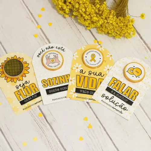 Card com Moedinha de Chocolate ao Leite- Setembro Amarelo