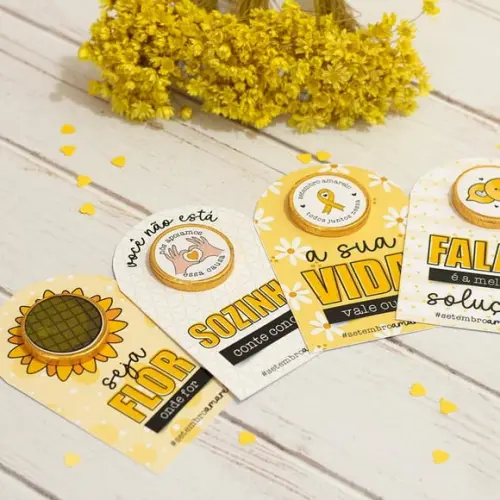 Card com Moedinha de Chocolate ao Leite- Setembro Amarelo