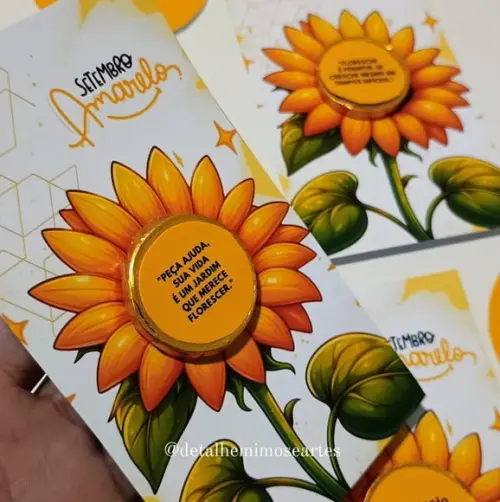 Card com Moedinha de Chocolate ao Leite- Setembro Amarelo