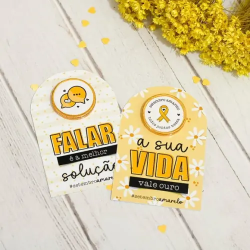 Card com Moedinha de Chocolate ao Leite- Setembro Amarelo