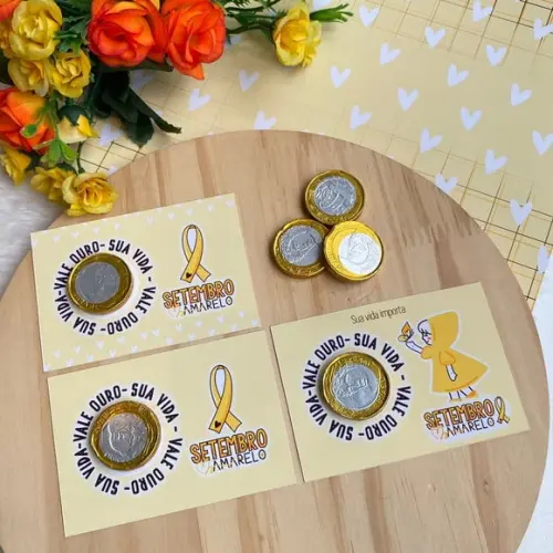 Card com Moedinha de Chocolate ao Leite- Setembro Amarelo