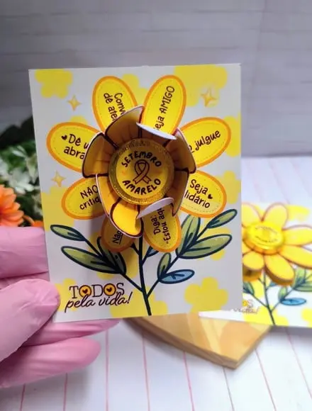 Card com Moedinha de Chocolate ao Leite- Setembro Amarelo