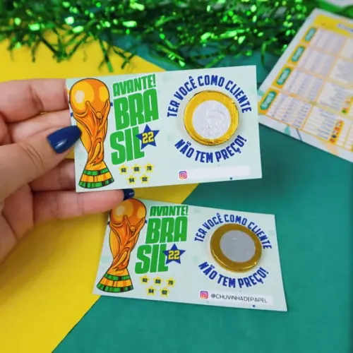 Card com Moedinha de Chocolate- Copa do Mundo