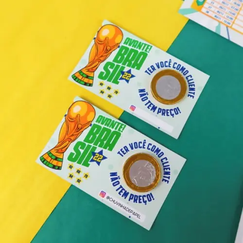 Card com Moedinha de Chocolate- Copa do Mundo