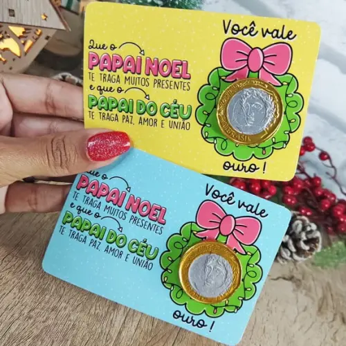 Card com Moedinha de Chocolate- Natal