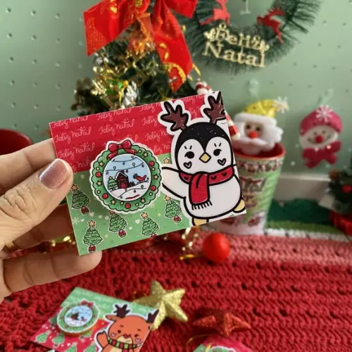 Card com Moedinha de Chocolate- Natal