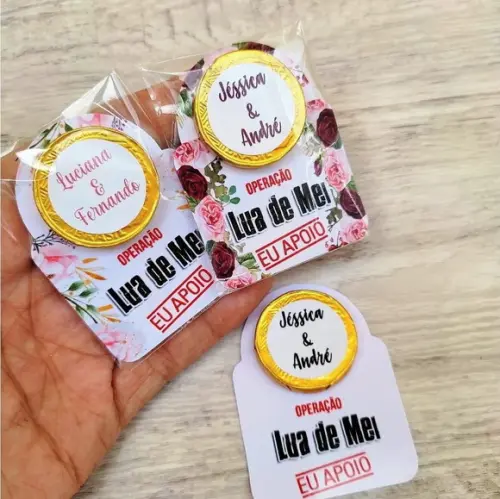 Card com Moedinha de Chocolate- Operação Lua de Mel