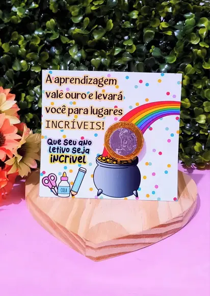 Card com Moedinha de Chocolate- Volta as Aulas
