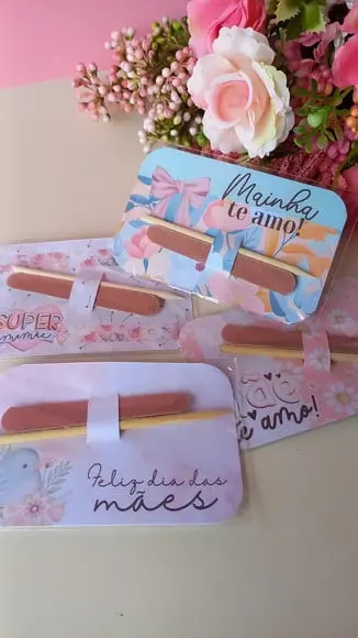 Card com Palitinho e Mini Lixa- Dia das Mães