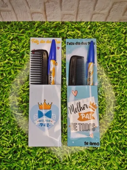 Card com Pente de Bolso e Caneta- Dia dos Pais
