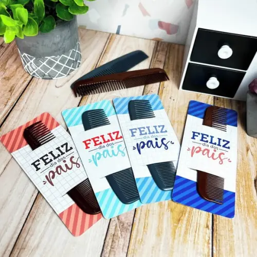 Card com Pente de Bolso- Dia dos Pais