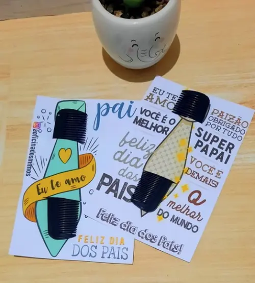 Card com Pente de Bolso- Dia dos Pais