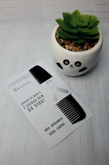Card com Pente de Bolso- Janeiro Branco