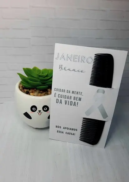 Card com Pente de Bolso- Janeiro Branco