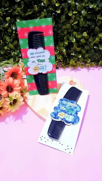 Card com Pente de Bolso- Natal