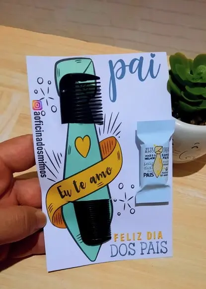 Card com Pentinho e Balinha- Dia dos Pais