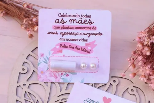 Card com Pílula com Mensagem e Brinco- Dia das Mães