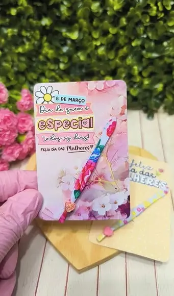 Card com Pinça- Dia da Mulher