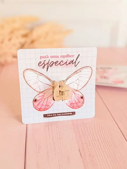 Card com Piranha de Cabelo- Dia da Mulher