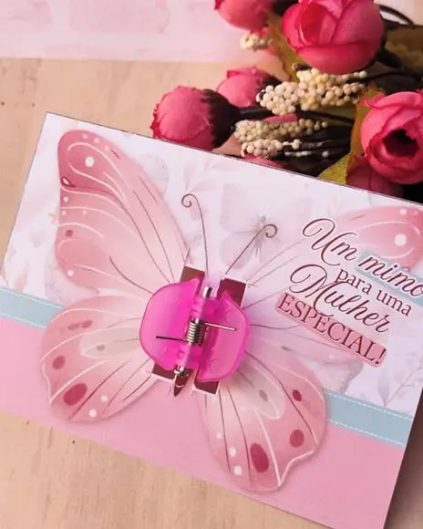 Card com Piranha de Cabelo- Dia da Mulher