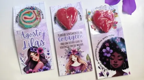 Card com Pirulito- Agosto Lilás