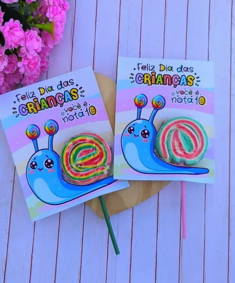 Card com Pirulito- Dia das Crianças