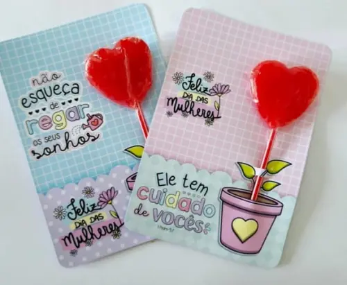Card com Pirulito- Dia da Mulher
