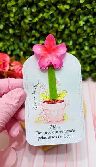 Card com Prendedor de Cabelo e Mini Lixa- Dia das Mães