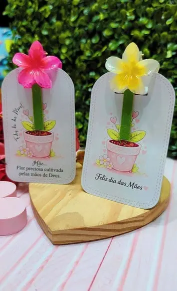 Card com Prendedor de Cabelo e Mini Lixa- Dia das Mães