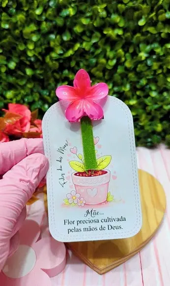 Card com Prendedor de Cabelo e Mini Lixa- Dia das Mães