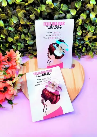Card com Prendedor de Cabelo- Dia da Mulher