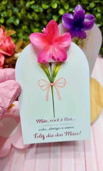 Card com Prendedor de Cabelo- Dia das Mães