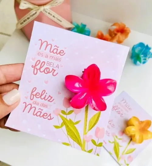 Card com Prendedor de Cabelo- Dia das Mães