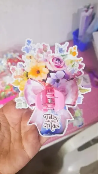 Card com Prendedor de Cabelo- Dia das Mães