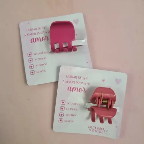 Card com Prendedor de Cabelo- Outubro Rosa