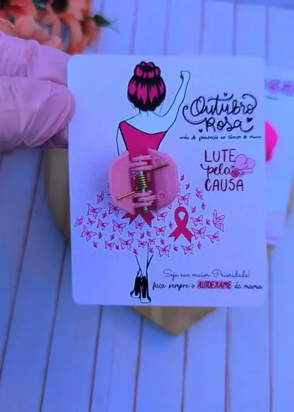 Card com Prendedor de Cabelo- Outubro Rosa