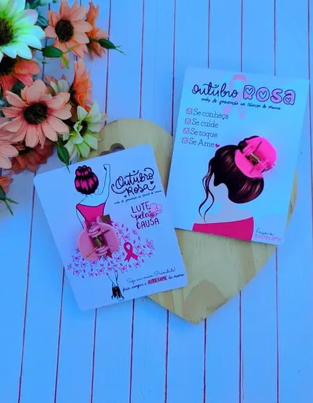 Card com Prendedor de Cabelo- Outubro Rosa