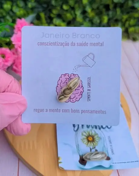 Card com Semente de Girassol- Janeiro Branco