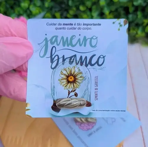 Card com Semente de Girassol- Janeiro Branco