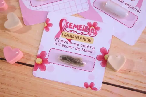 Card com Semente de Girassol- Outubro Rosa