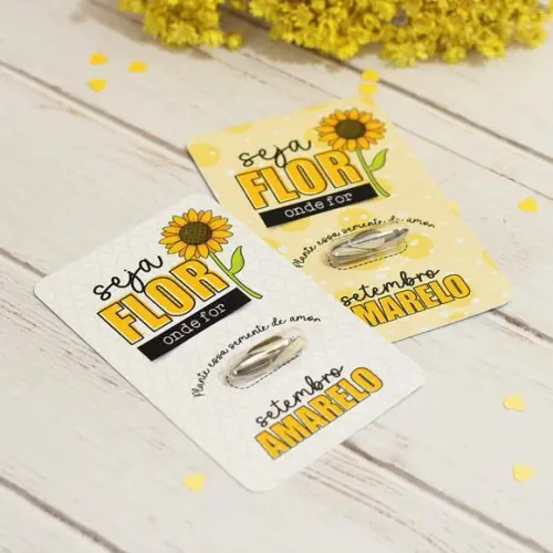Card com Semente de Girassol- Setembro Amarelo