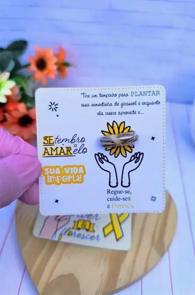Card com Semente de Girassol- Setembro Amarelo