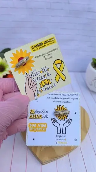 Card com Semente de Girassol- Setembro Amarelo