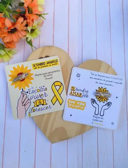 Card com Semente de Girassol- Setembro Amarelo