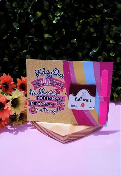 Card com Tablete Cacau Show 5g e Mini Lixa- Dia da Mulher
