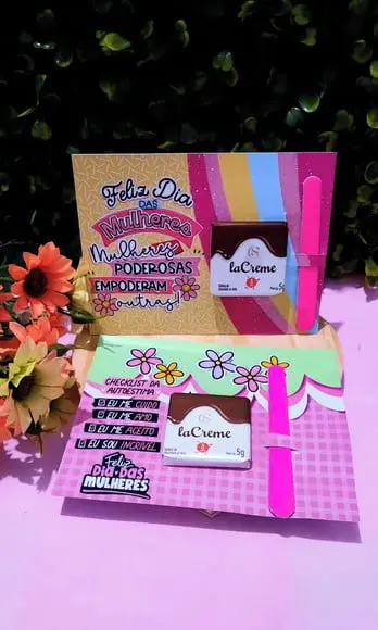 Card com Tablete Cacau Show 5g e Mini Lixa- Dia da Mulher