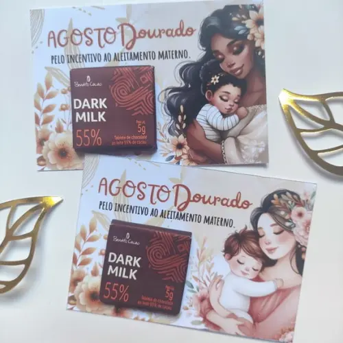 Card com Tablete Cacau Show 5g- Agosto Dourado