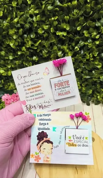 Card com Tablete Cacau Show 5g e Florzinha- Dia da Mulher