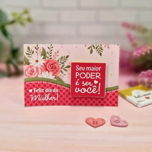 Card com Tablete Cacau Show 5g- Dia da Mulher