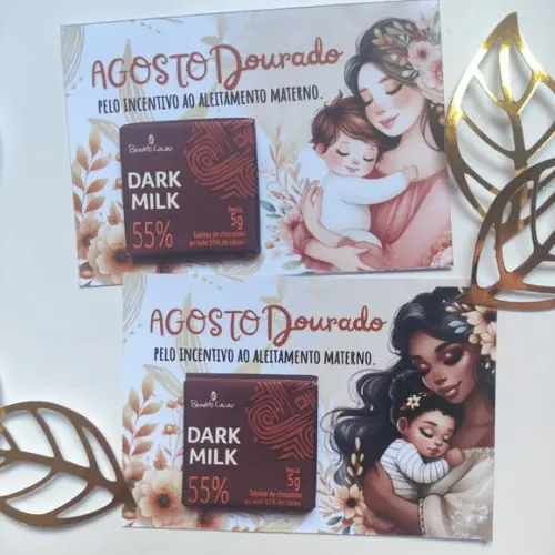 Card com Tablete Cacau Show 5g- Agosto Dourado